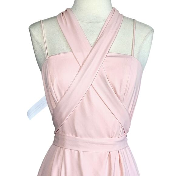 Fame and Partners Square Neck Midi Dress in Light Pink Blush Size 4 New With Tag - Picture 6 of 10